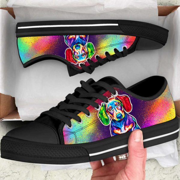 Dachshund Dog Lover Pop Art Colorful Low Top Shoes Canvas Sneakers