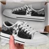 Dachshund Face Paisley Black White Low Top Shoes Canvas Sneakers