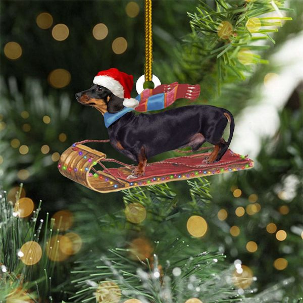 Dachshund Santa Ornaments Merry Christmas 2023 Hanging Decor Presents For Dog Owners