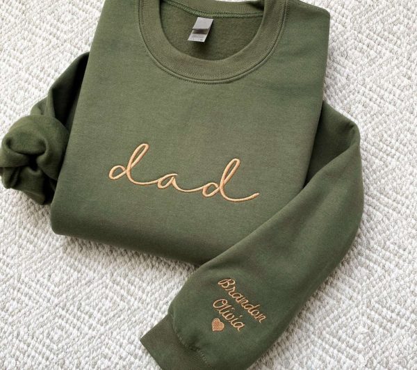 Embroidered Dad Crewneck Kids Names Sweatshirt Pregnancy Reveal For Family
