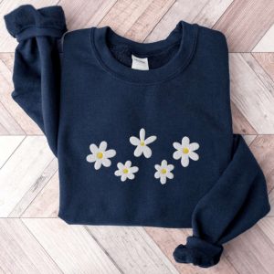 daisies embroidered sweatshirt 2d crewneck sweatshirt gift for family sws3245 2.jpeg