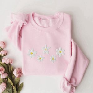 daisies embroidered sweatshirt 2d crewneck sweatshirt gift for family sws3245 3.jpeg