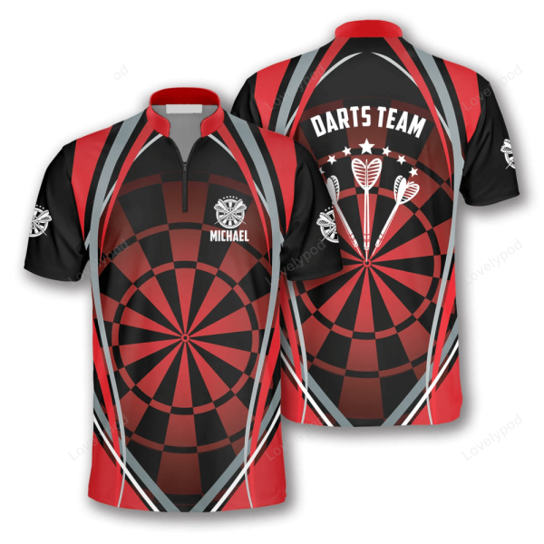 Dart Board Red Black Custom Darts Jerseys For Men, Personalized Dart Jersey Shirt