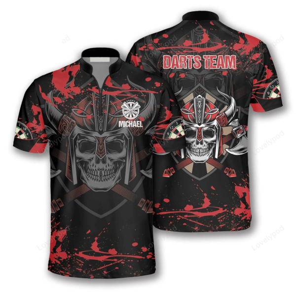 Dart Warrior Red Black Custom Darts Jerseys For Men, Uniform Shirt For Dart Team