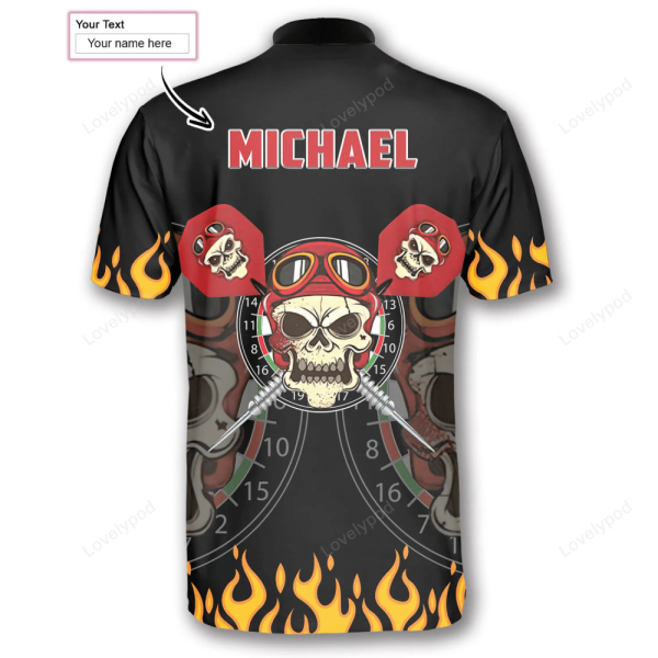 Darts Skull Flame Custom Darts Jerseys For Men, Perfect Shirt For Dart Team