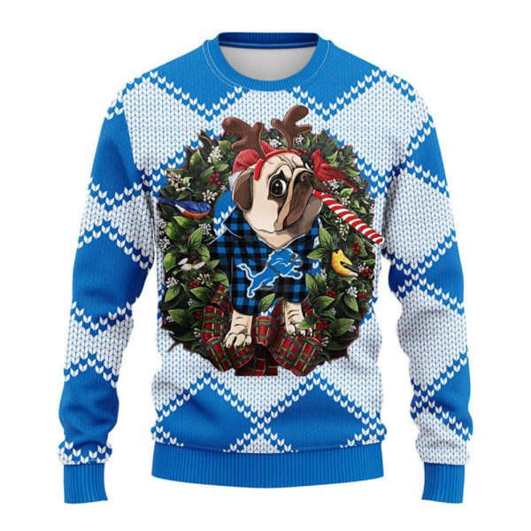 Detroit Lions Pub Dog  Christmas Ugly Sweater, Gift For Christmas