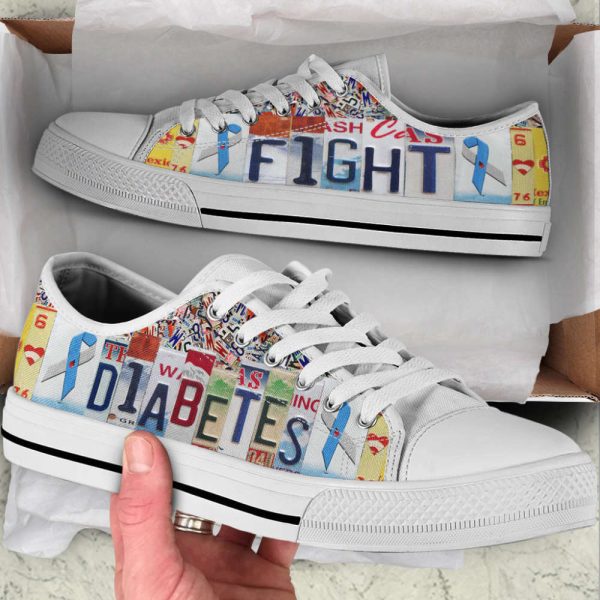 Diabetes Fight Shoes License Plates Low Top Shoes Canvas Shoes