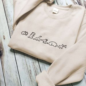 Dino Family Embroidered Sweatshirt 2D Crewneck…