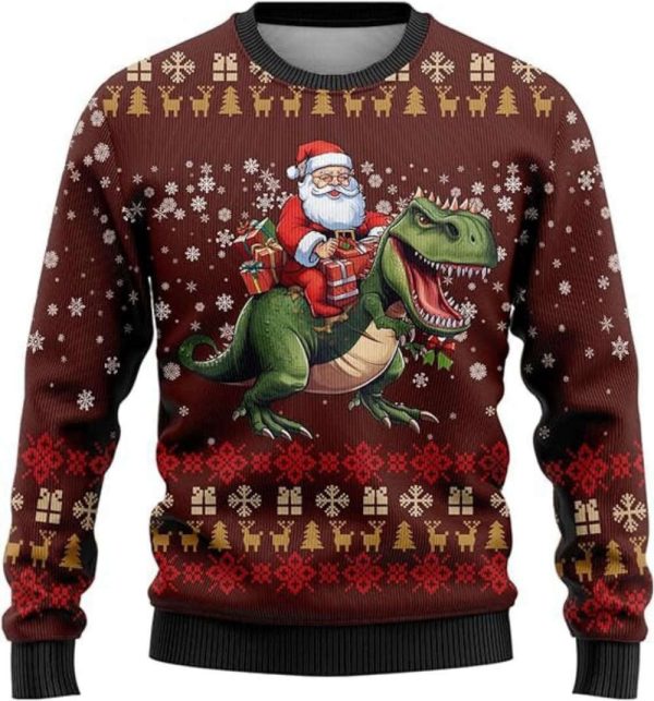 Dinosaur Christmas Sweaters, T Rex Ugly Christmas Sweater, Gift For Christmas