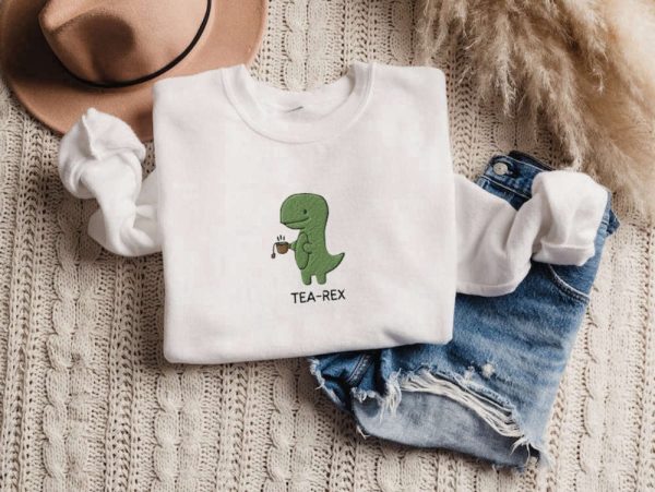 Dinosaur Embroidered Sweatshirt 2D Crewneck Sweatshirt For Family