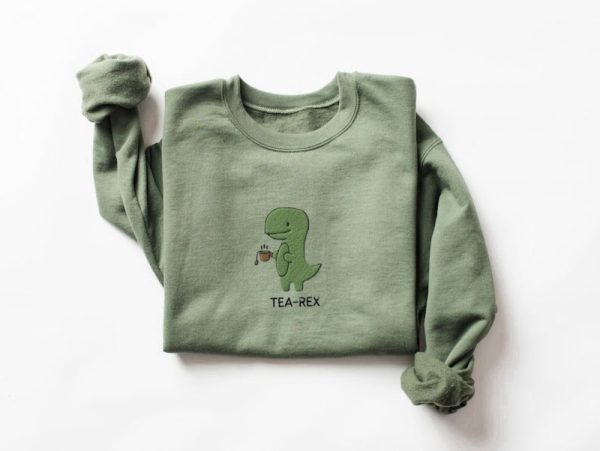 Dinosaur Embroidered Sweatshirt 2D Crewneck Sweatshirt For Family