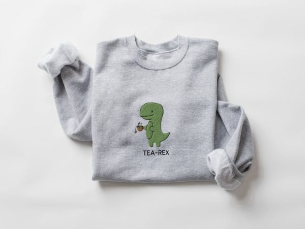 Dinosaur Embroidered Sweatshirt 2D Crewneck Sweatshirt For Family