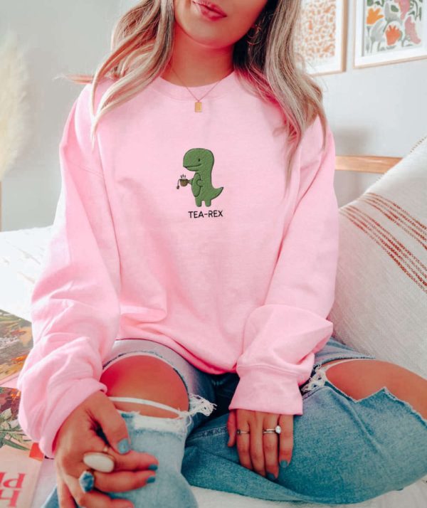 Dinosaur Embroidered Sweatshirt 2D Crewneck Sweatshirt For Family