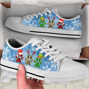 dog christmas snow paw watercolor low top shoes canvas sneakers casual shoes for men and women christmas gift.jpeg