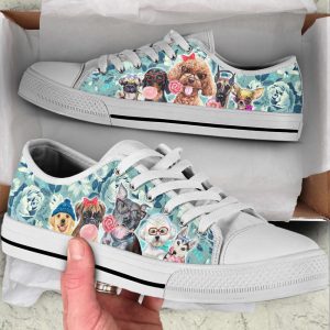 dog flowers pattern low top shoes canvas sneakers casual shoes for men and women dog mom gift 1.jpeg
