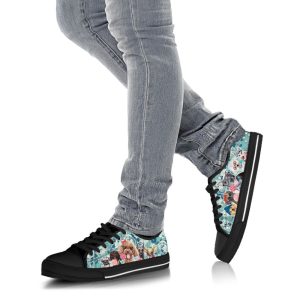 dog flowers pattern low top shoes canvas sneakers casual shoes for men and women dog mom gift 2.jpeg