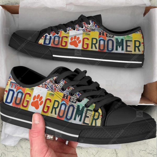 Dog Groomer License Plates Low Top Shoes Canvas Sneakers