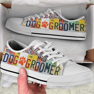 dog groomer license plates low top shoes canvas sneakers casual shoes for men and women dog mom gift.jpeg
