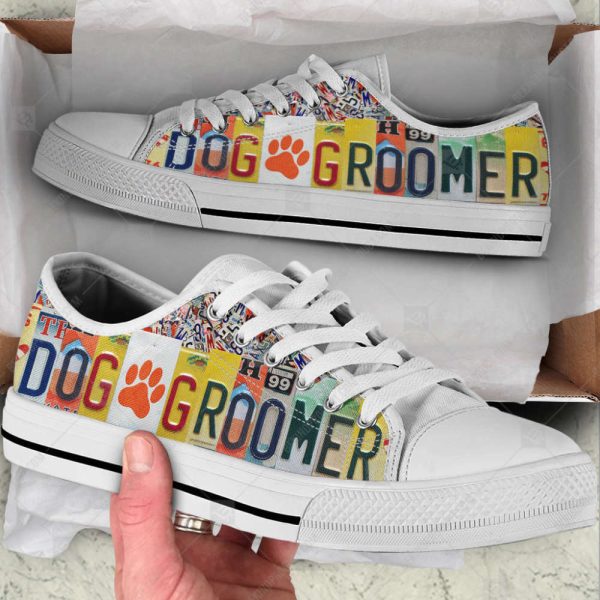 Dog Groomer License Plates Low Top Shoes Canvas Sneakers