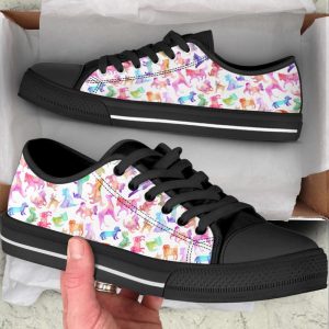 Dog Lover Watercolor Silhouette Low Top…