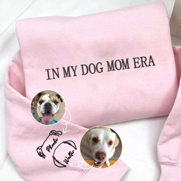 Dog Mama Sweatshirt, Hoodie Embroidered 2D Crewneck Sweatshirt Gift For Family