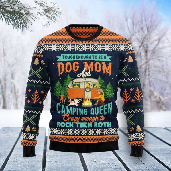 Dog Mom Camping Ugly Christmas Sweater, Best Gift For Christmas 2023