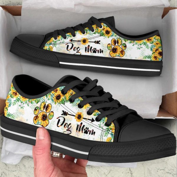 Dog Mom Paw Sunflower Low Top Shoes Canvas Sneakers Casual Shoes