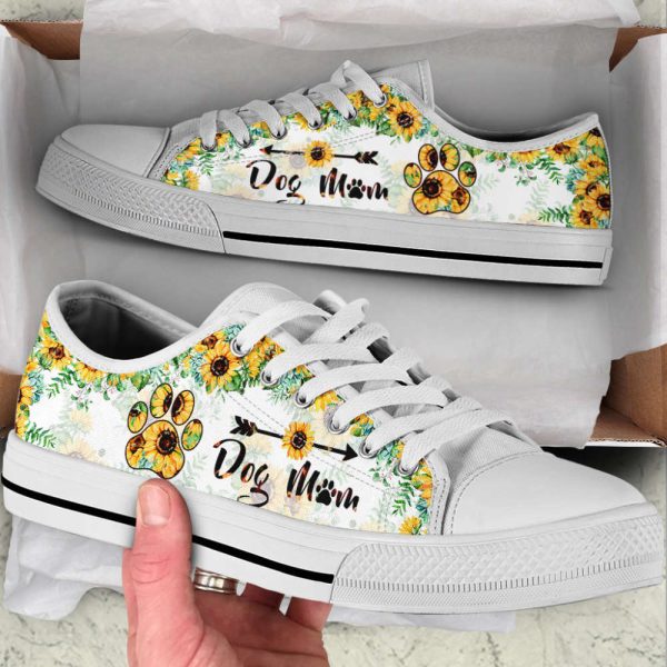 Dog Mom Paw Sunflower Low Top Shoes Canvas Sneakers Casual Shoes