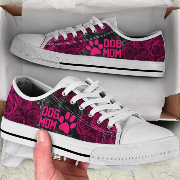 Dog Mom Rose And Paw Low Top Shoes Canvas Sneakers Casual Shoes