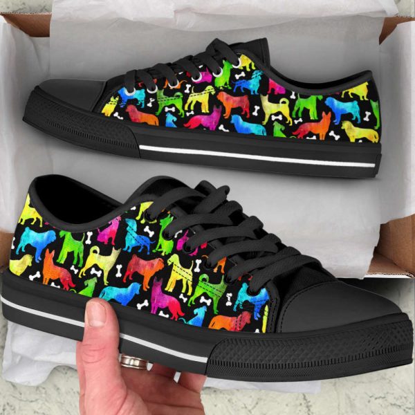 Dog Painting Pattern Low Top Shoes Canvas Shoes – Shoes For Dog Lover