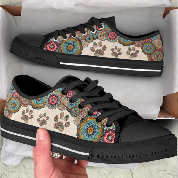 Dog Paw Mandala Texture Low Top Shoes Canvas Sneakers Casual Shoes