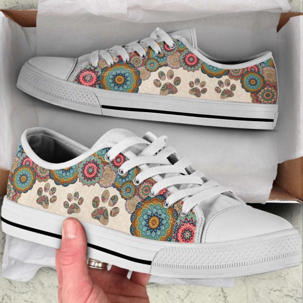 Dog Paw Mandala Texture Low Top Shoes Canvas Sneakers Casual Shoes