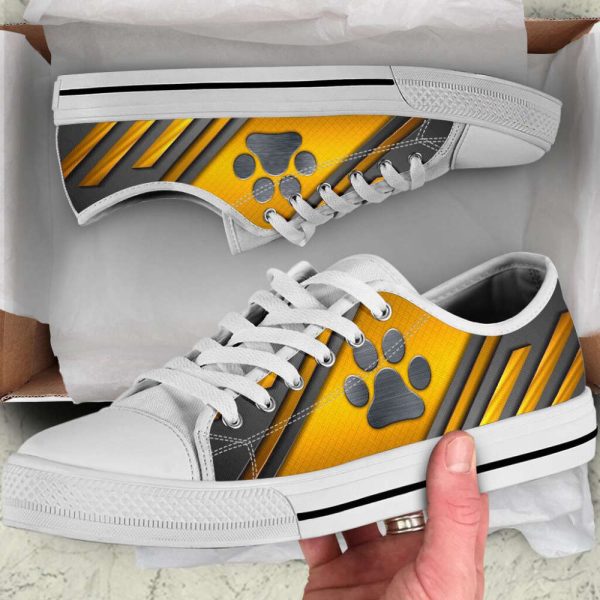Dog Paw Metalwaffle Gold Silver Low Top Shoes Canvas Sneakers