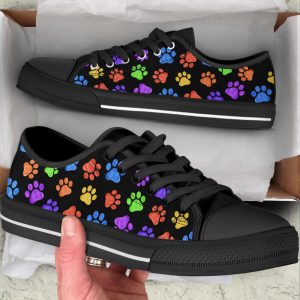 dog paw print colorfull pattern low top shoes canvas sneakers casual shoes for men and women 1.jpeg