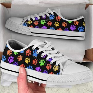 dog paw print colorfull pattern low top shoes canvas sneakers casual shoes for men and women.jpeg