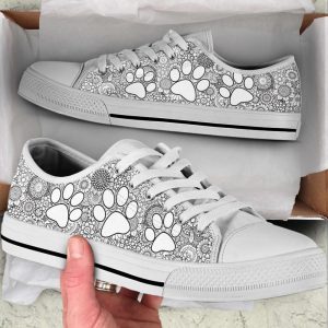dog paw print grey floral low top shoes canvas sneakers casual shoes for men and women.jpeg