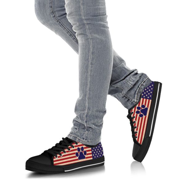 Dog Paw USA Flag Low Top Shoes Canvas Sneakers Casual Shoes