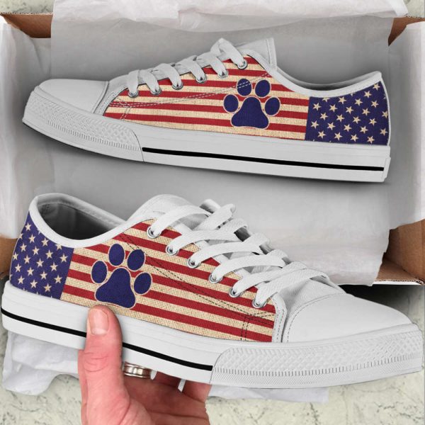 Dog Paw USA Flag Low Top Shoes Canvas Sneakers Casual Shoes