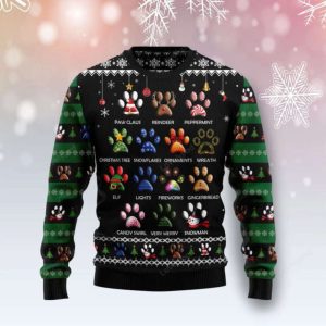 Dog Pawprint Ugly Christmas Sweater –…