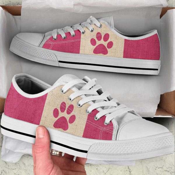 Dog Texture Paw In The Middle Low Top Shoes Canvas Sneakers