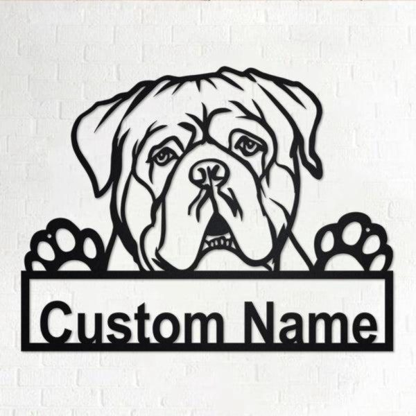 Dogue De Bordeaux Custom Name Laser Cut Metal Signs Custom Dog Decor