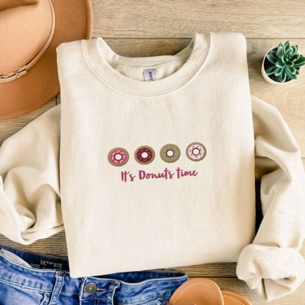 Donuts Lover Embroidered Sweatshirt 2D Crewneck Sweatshirt Gift For Family