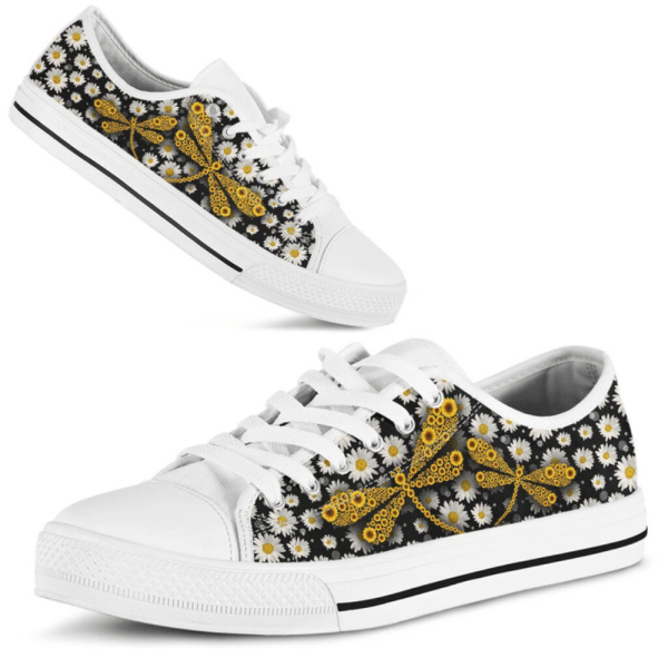 Dragonfly Sunflower Daisy Low Top Shoes  PN206220Sb – Trendy Footwear