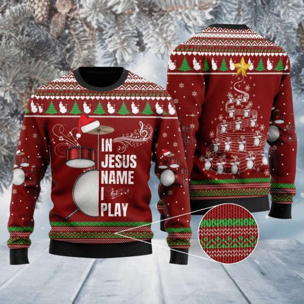 Drum In Jesus Name I Play Ugly Christmas Sweater, Gift For Christmas,  Gift For Christmas