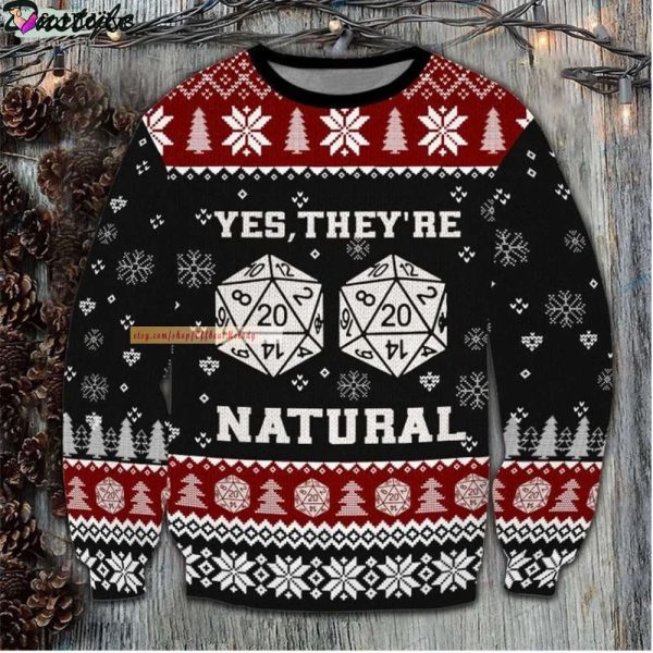 Dungeons And Dragons Yes They’re Natural Ugly Sweater, DnD And Fireball Lovers Christmas Ugly Sweater 3D Hoodie Sweatshirt Over Print