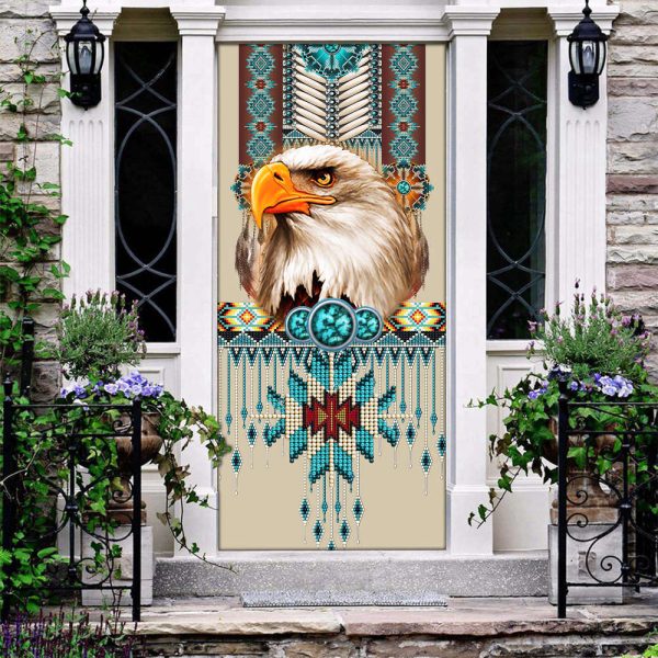 Eagle Native American Pattern Door Cover – Perfect Gift for Eagle & Native American Lovers