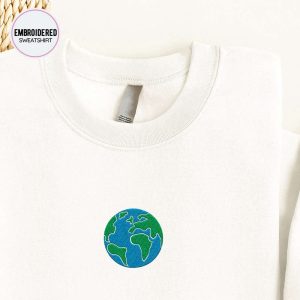 Earth Embroidered Sweatshirt 2D Crewneck Sweatshirt…