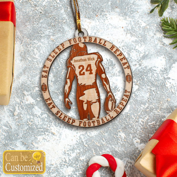 Eat Sleep Football Repeat Ornament Christmas Ornament Hangers Gifts For Football Lovers