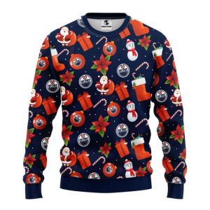 edmonton oilers santa claus snowman christmas ugly sweater gift for christmas .jpeg