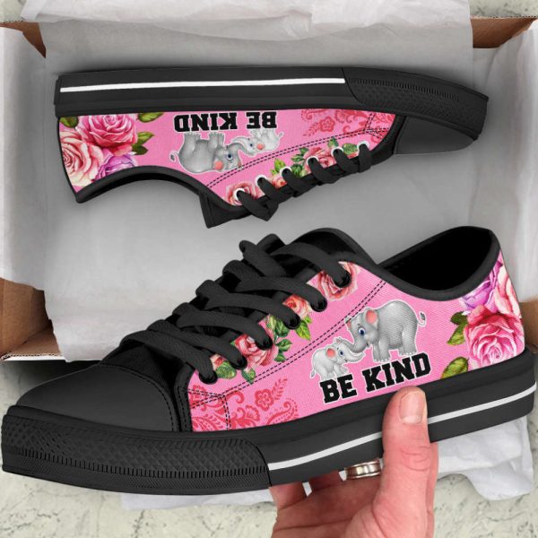 Stylish Elephant Be Kind Canvas Print Low Top Shoes: Trendy Fashion